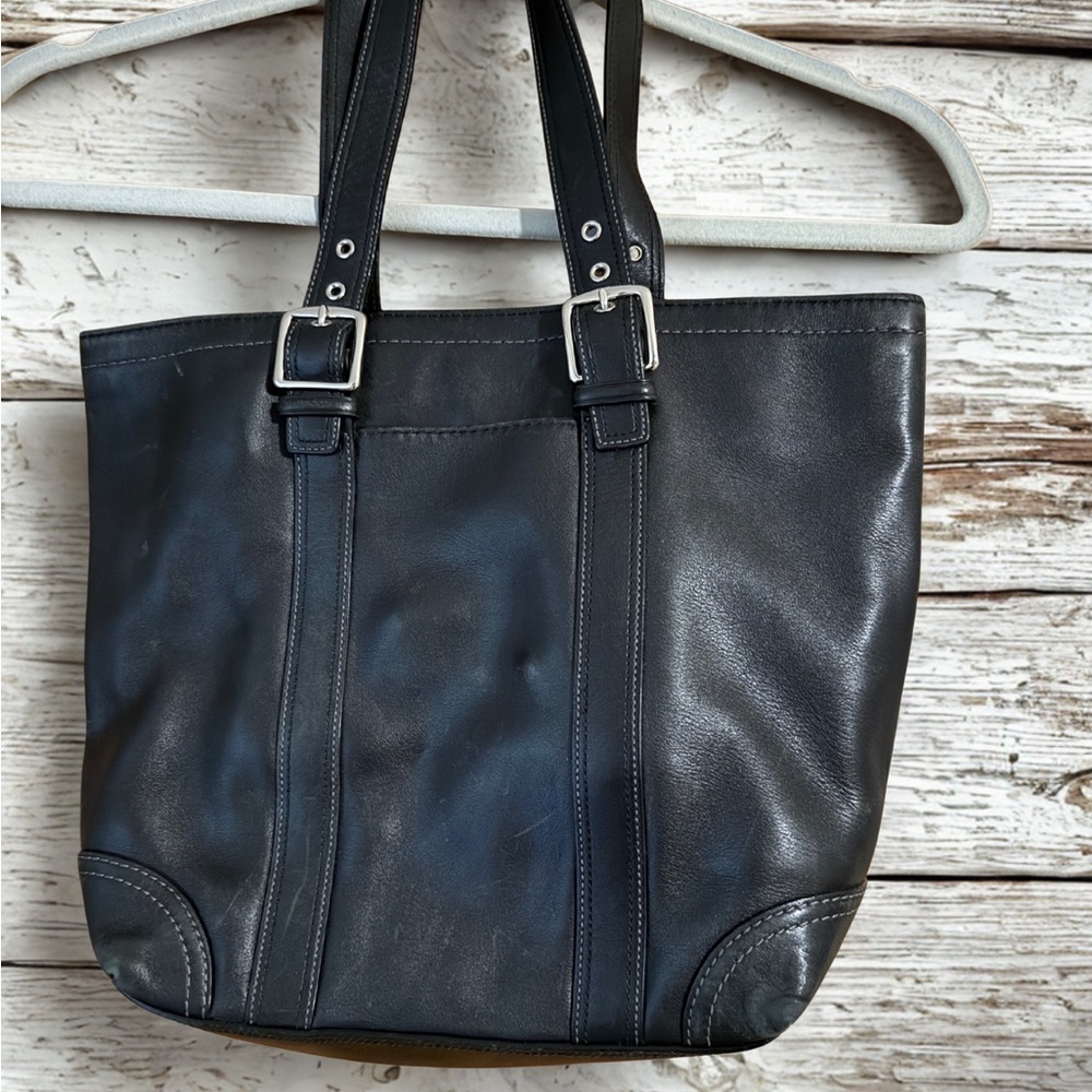 Coach Hampton F10194 Vintage Black Leather Tote Shoulder Bag - Picture 2 of 4